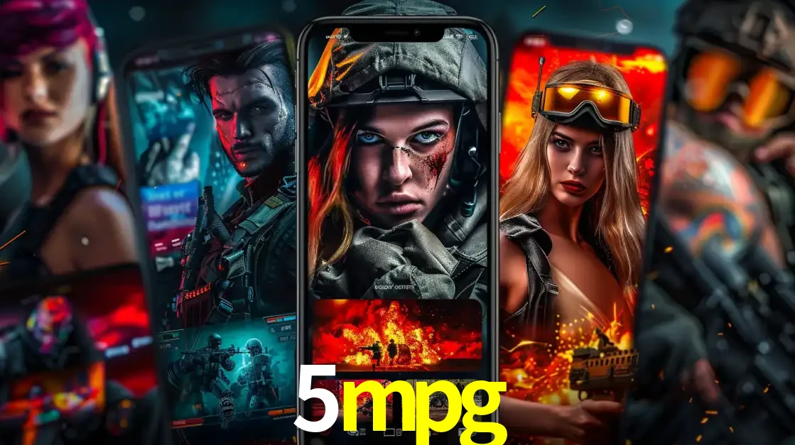 Montagem de telas de celular mostrando diversos personagens, masculinos e femininos, de um jogo de tiro, ilustrando a diversidade de equipes de e-sports para apostar no 5mpg.